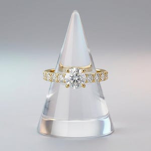 White Sapphire Engagement Ring, Gold Solitaire with Accent Side Stones, Gilded Sterling Silver, Anniversary Ring, Made to Order image 2