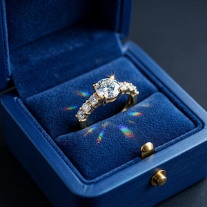 White Sapphire Engagement Ring, Gold Solitaire with Accent Side Stones, Gilded Sterling Silver, Anniversary Ring, Made to Order image 1