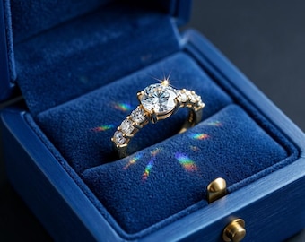 White Sapphire Engagement Ring, Gold Solitaire with Accent Side Stones, Gilded Sterling Silver, Anniversary Ring, Made to Order