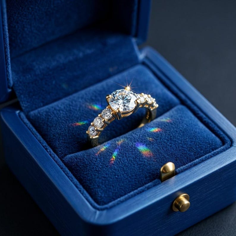 White Sapphire Engagement Ring, Gold Solitaire with Accent Side Stones, Gilded Sterling Silver, Anniversary Ring, Made to Order image 1