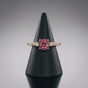 Pink Tourmaline Ring Gold, Accented Solitaire in Gilded Sterling Silver, Rose Stone Promise Ring, October Birthstone, Made to Order image 6