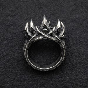 Sterling Silver Thorn Ring, Oxidized Gothic Crown of Thorns Band, Briar Statement Ring, Made to Order for Men and Women image 3