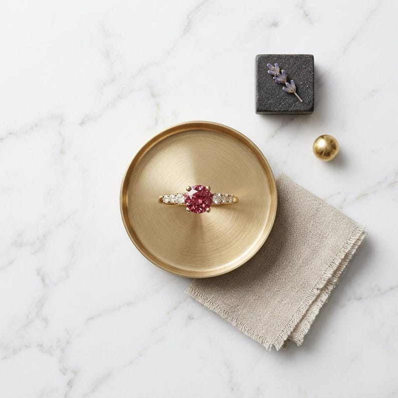 Pink Tourmaline Ring Gold, Accented Solitaire in Gilded Sterling Silver, Rose Stone Promise Ring, October Birthstone, Made to Order image 5
