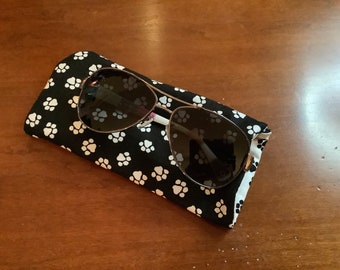 Paw Print Black and White Soft Sunglasses Sleeve Case