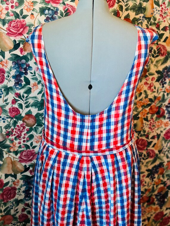 1950s, multicolor gingham,handcrafted cotton dres… - image 5