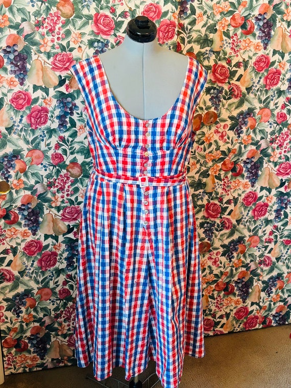 1950s, multicolor gingham,handcrafted cotton dres… - image 4