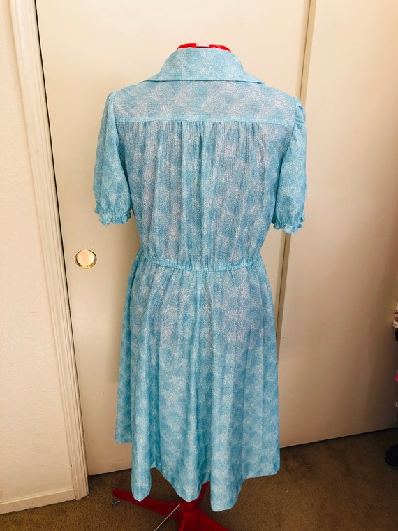 Plus Size 40's blue, shirtwaist dress, seersucker