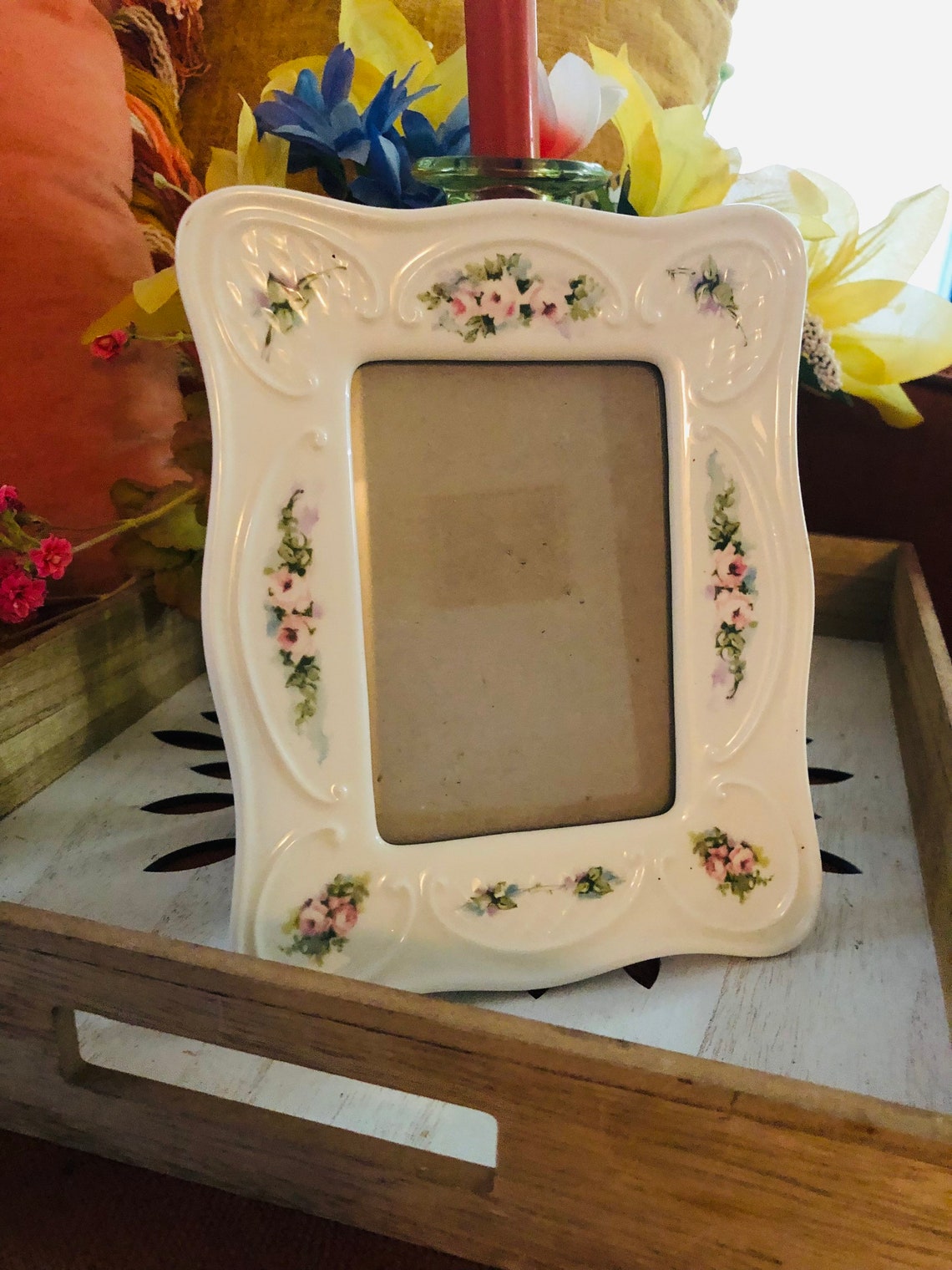 Vintage Porcelain White Picture Frame/Victorian/Cottagecore Etsy