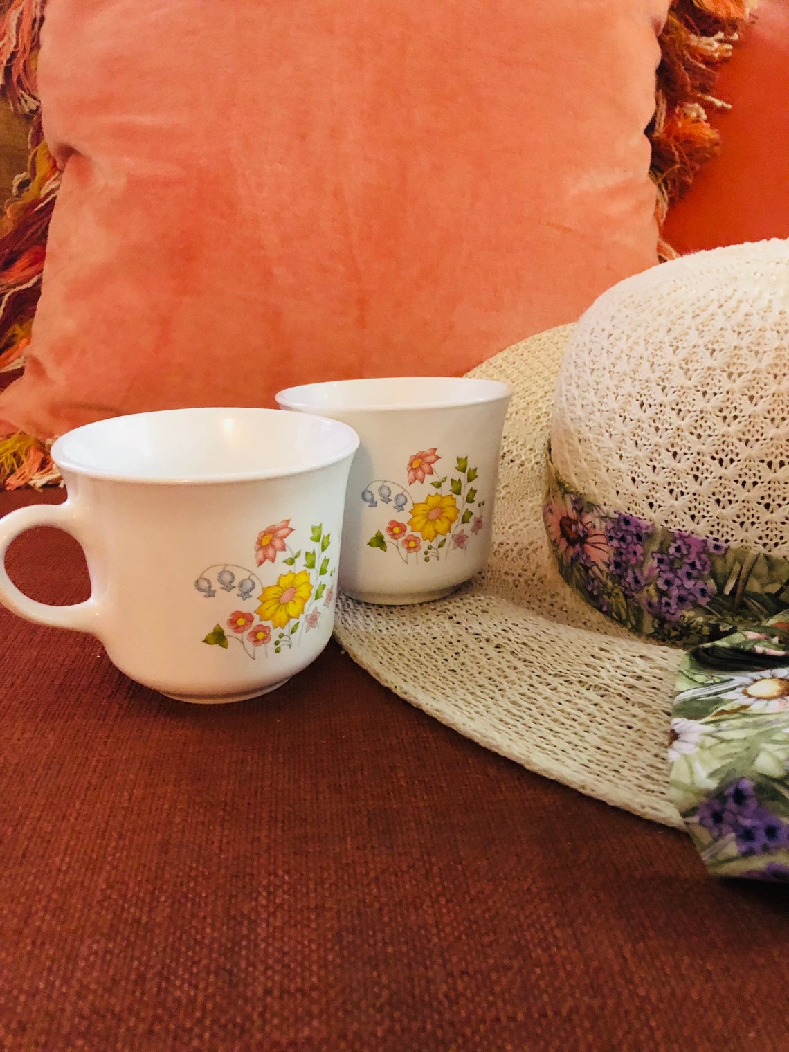 Corelle pastel wildflower Tea Cups/Coffee Etsy