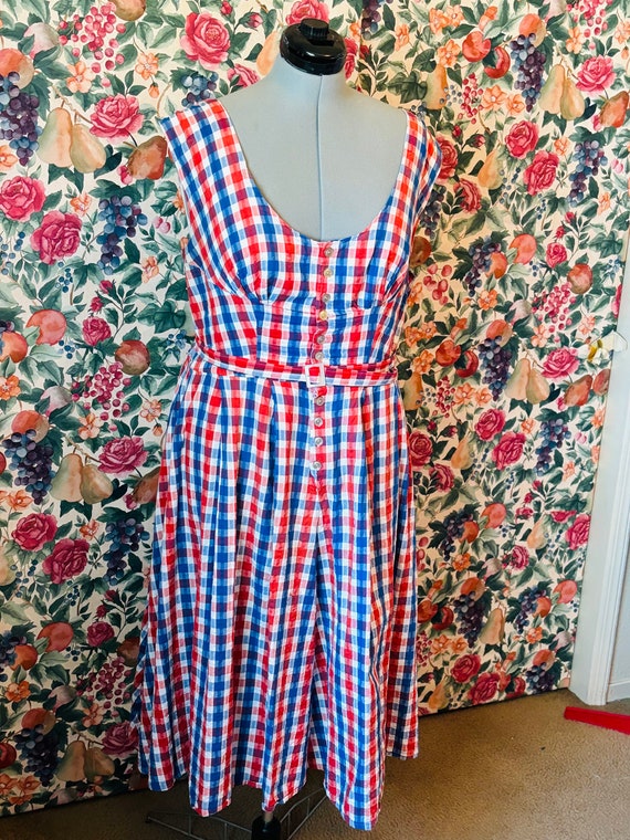 1950s, multicolor gingham,handcrafted cotton dres… - image 6