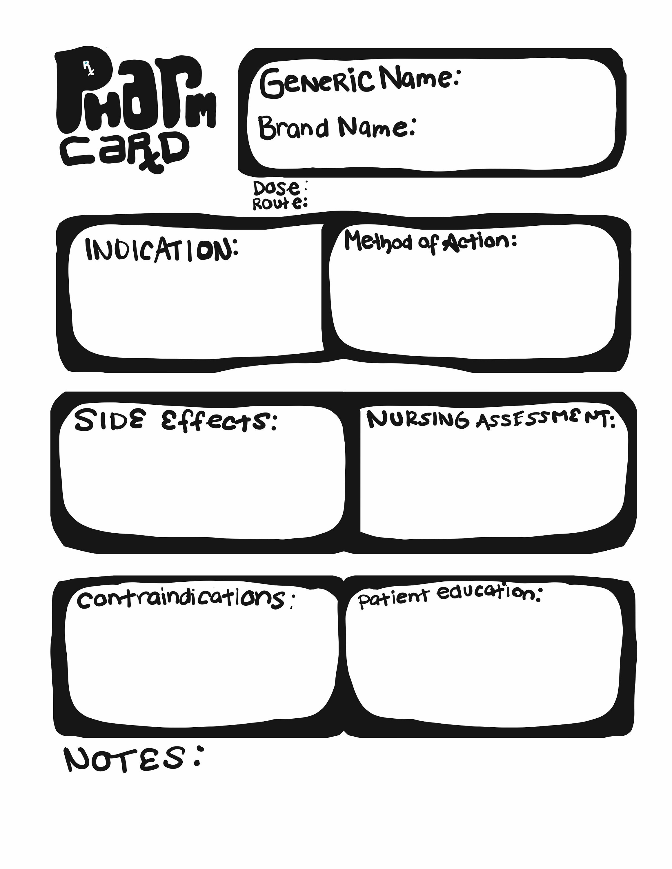 Pharmacology Medication Card Nursing Student Study Guide Template ...