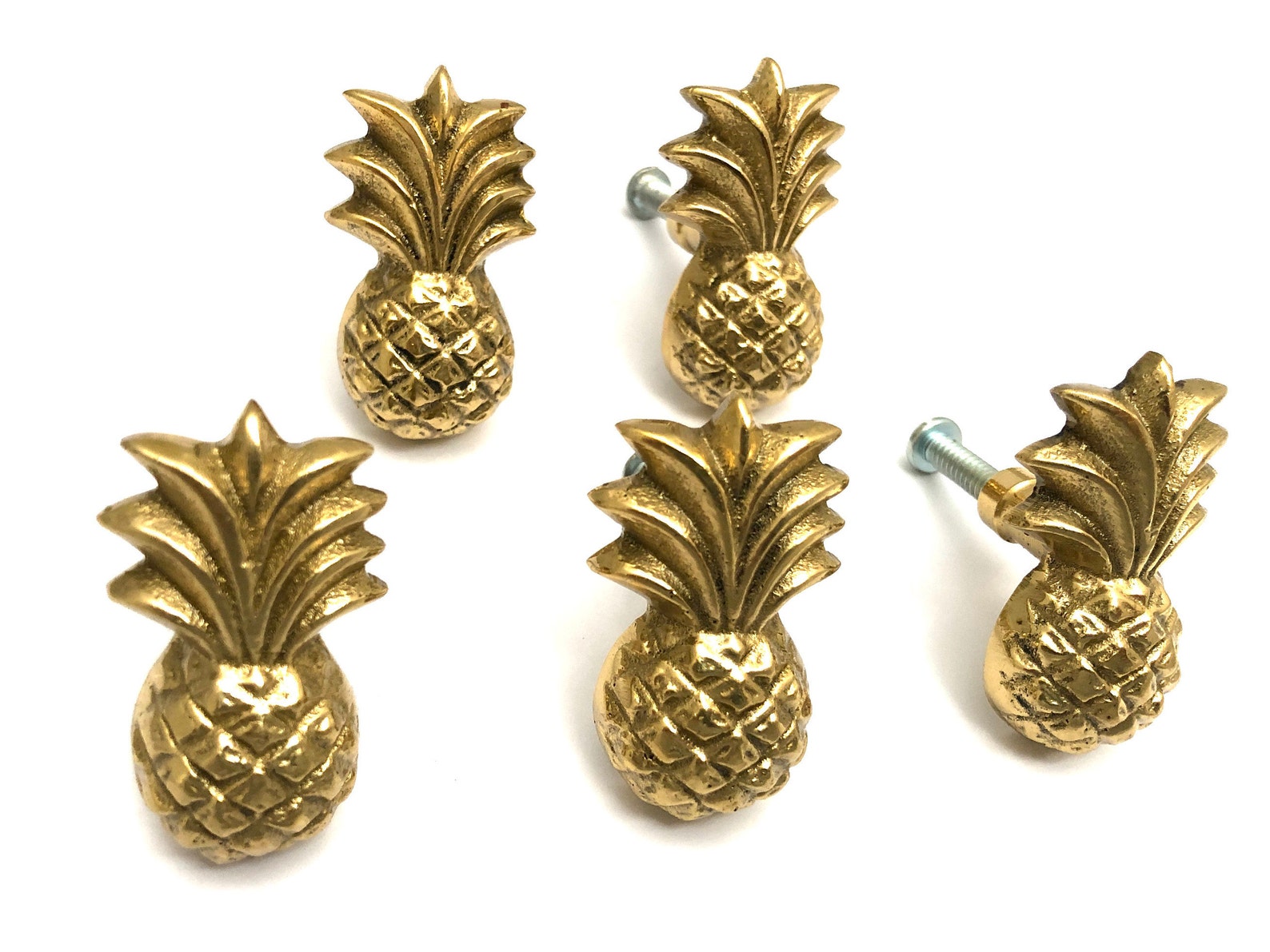 5 x Golden Brass Pineapple Pulls Drawer Knob Furniture Handle Etsy