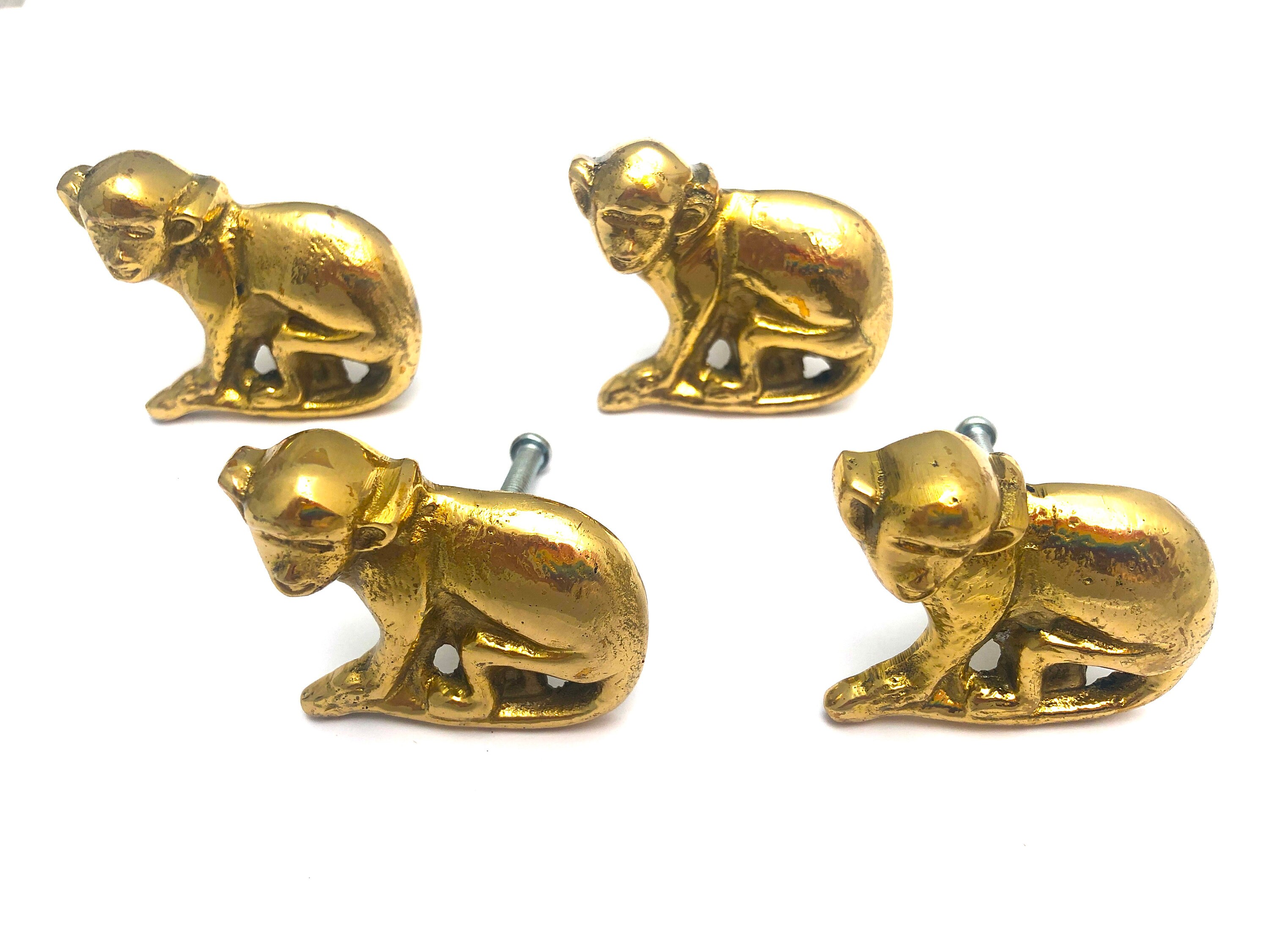 4 x Golden Monkey Pulls Drawer Knob Door Handle Brass Animal Etsy