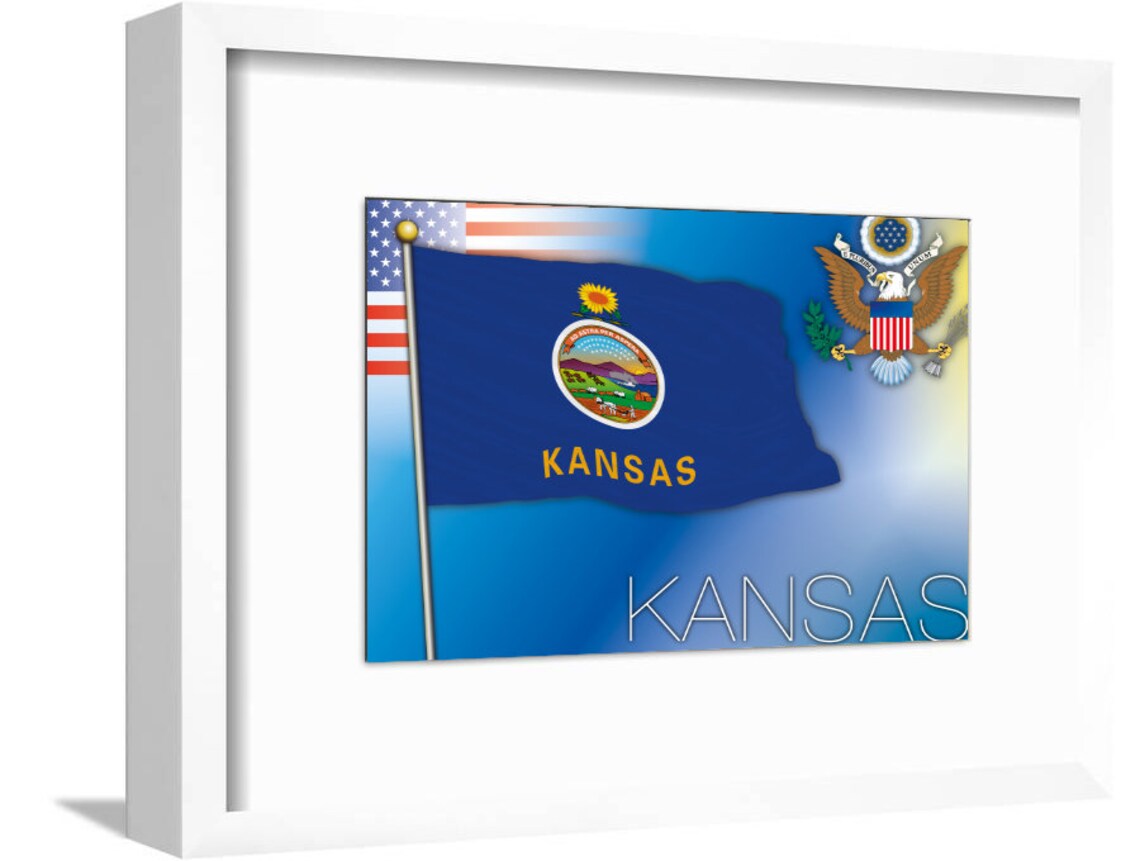 Kansas City Flag Wall Art Patriotic Framed Art Print Free Etsy