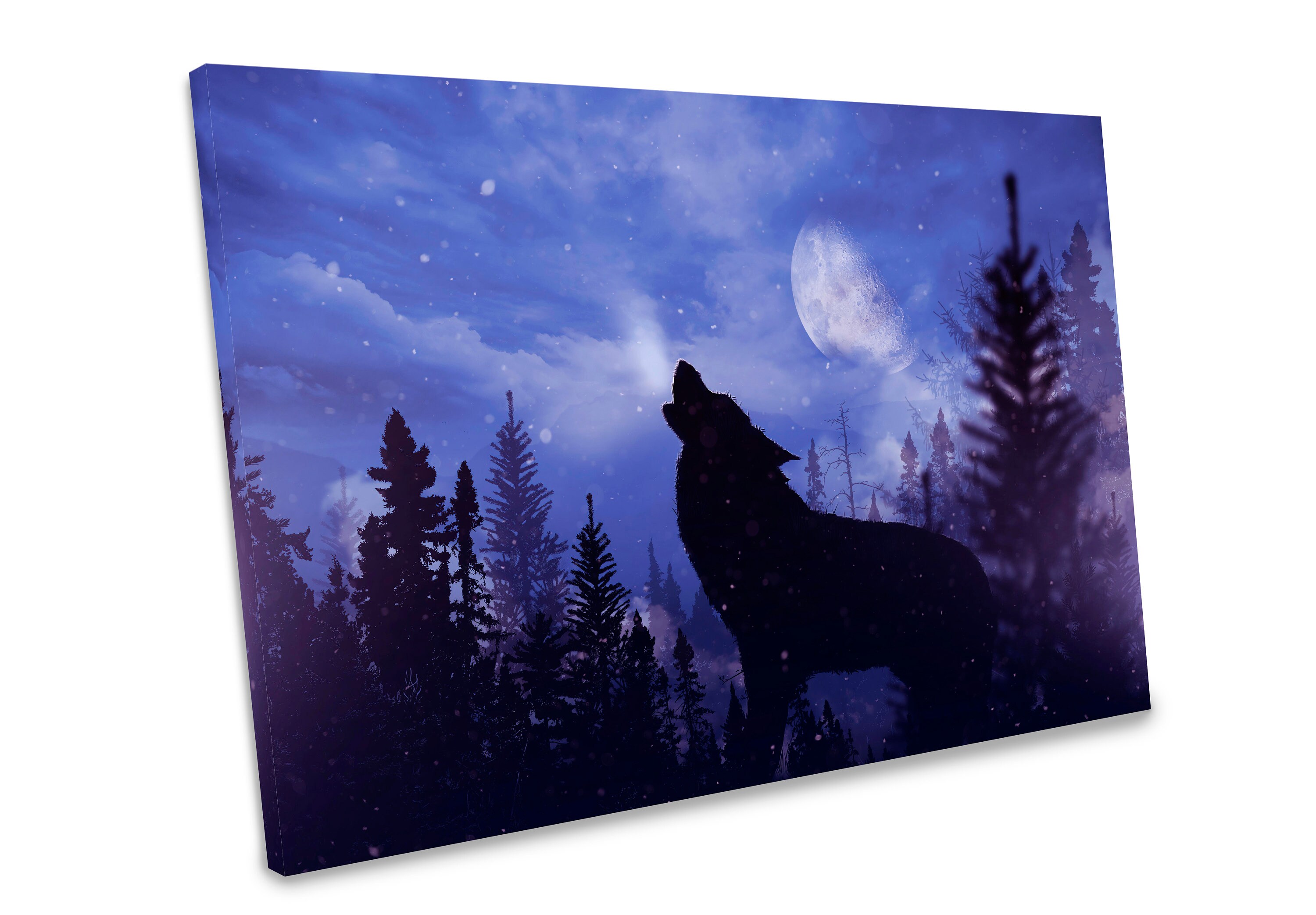 Howling Wolf in Wilderness Silhouette of Wolf And Spruce | Etsy
