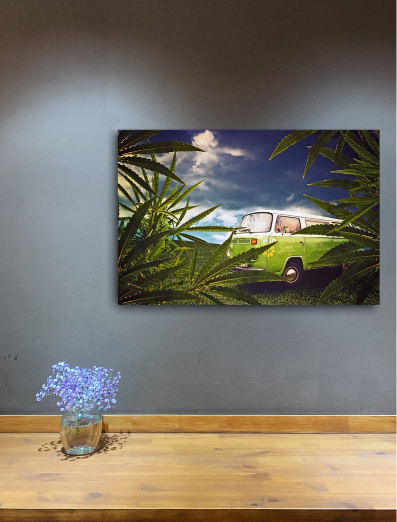 Brother Day Cannabis Decor Marijuana Home Decor Printable Art Hippie Van And Marijuana Leaves Creative Design