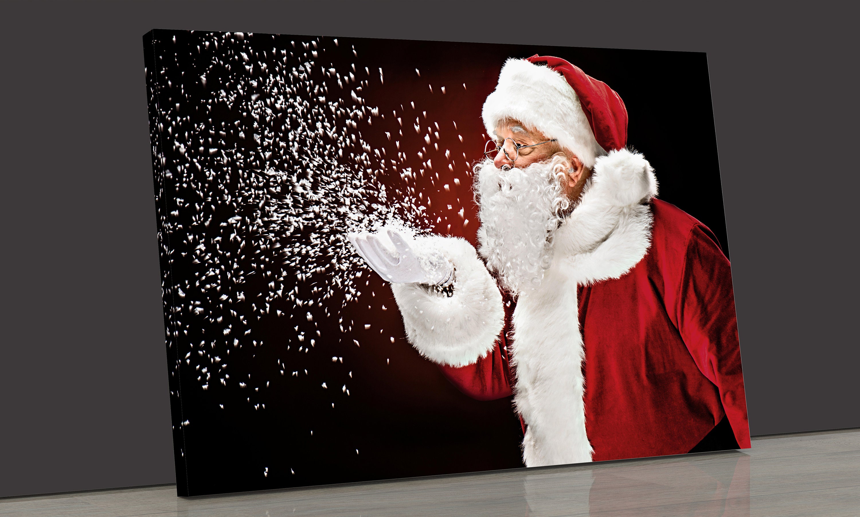 Santa Canvas Wall Art Etsy