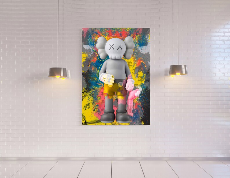 Hypebeast Room Decor Kaws Canvas Print Modern Wall Art Etsy