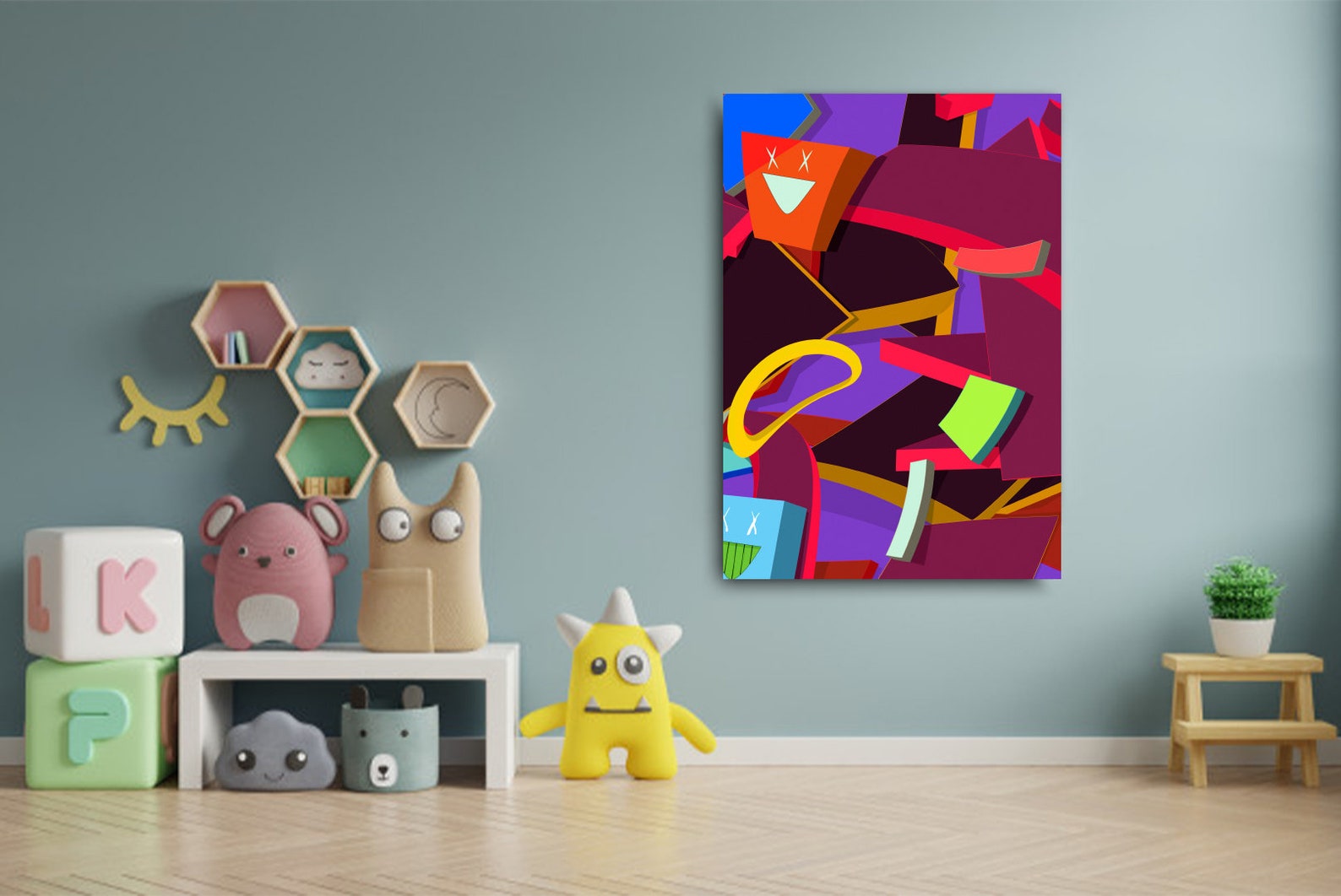 Happiness Wall Art Cartoon Art Animated Wall Art Kids Etsy