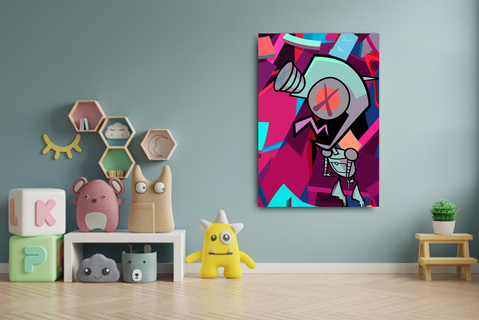 Kaws Abstract Wall Art Kaws Canvas Decor Abstract Wall Art Etsy