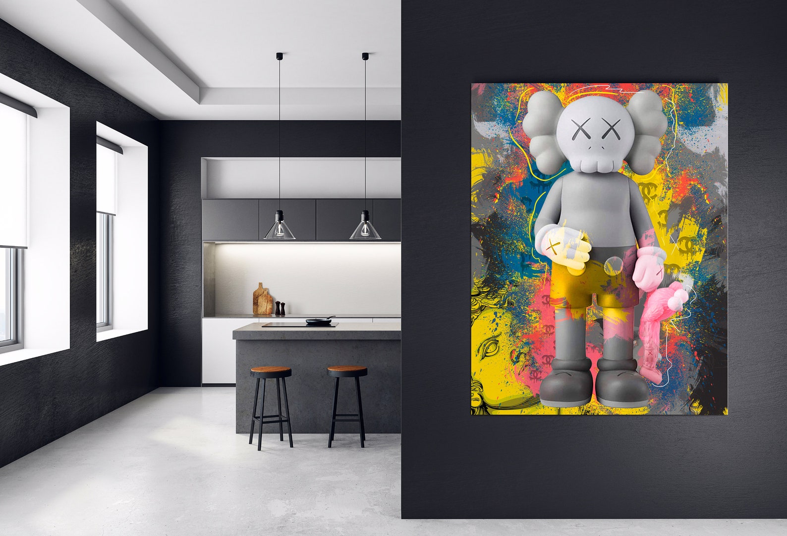 Hypebeast Room Decor Kaws Canvas Print Modern Wall Art Etsy
