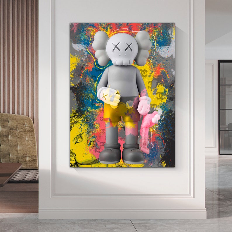 Hypebeast Room Decor Kaws Canvas Print Modern Wall Art Etsy
