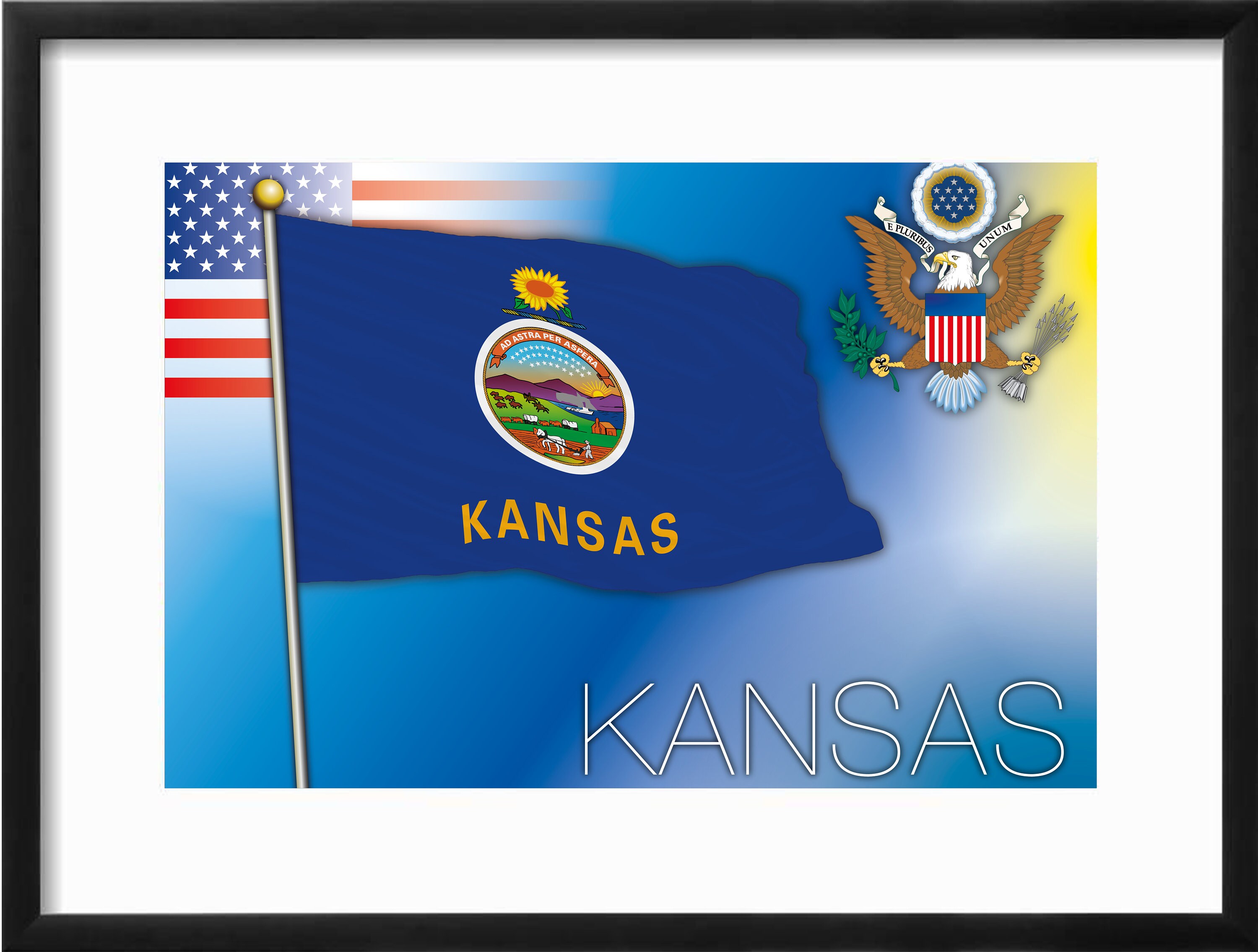 Kansas City Flag Wall Art Patriotic Framed Art Print Free Etsy