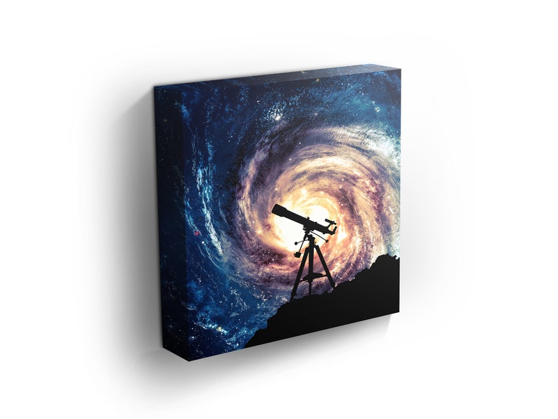Star Field Galaxy Light Beautiful Sky Astrology Decor Space Art Silhouette of Telescope Science Art Mysterious Art |Home Decor
