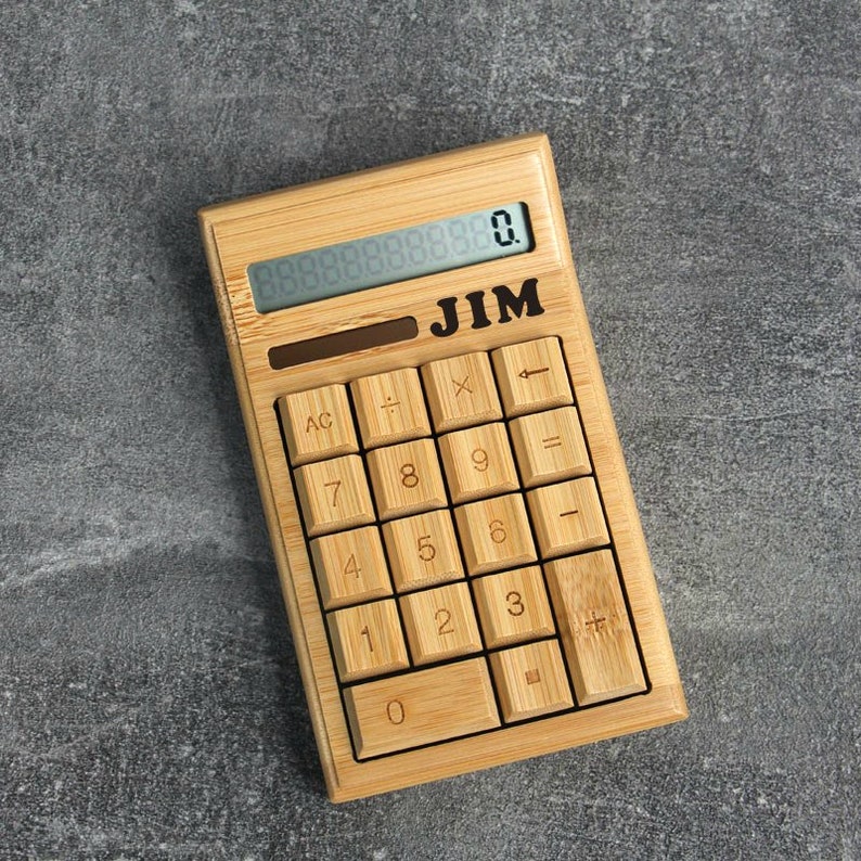 Bamboo Electronic Calculator 18 Keys 12 Digits  Solar & Battery Powered for Home 