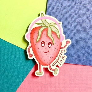 Strawberry Jam Sticker | Glossy Vinyl Waterproof Sticker | Strawberry Illustrated Sticker