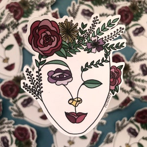 Floral Portrait Sticker - Illustrierter Aufkleber - Melodrawma