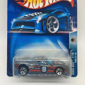 Hot Wheels Ford GT-40 Metallic Gray Track Aces Perfect Birthday Gift Miniature Collectable Scale Toy Car