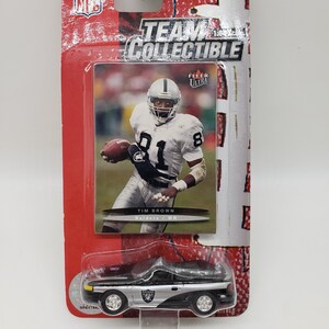 Raiders Ford mustang schwarz Team Sammler Perfekt Geburtstagsgeschenk Fleer Collectibles Miniatur Spielzeugauto Tim Brown NFL Football Karte