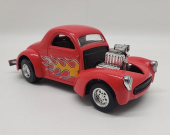 Majorette 1941 Willys Coupe Willys 41 Red Hot Rods Vintage Collectable Scale Model Miniature Toy Car Perfect Birthday Gift