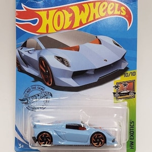 Hot Wheels Lamborghini Sesto Elemento Light Blue HW Exotics Perfect Birthday Gift Miniature Collectable Scale Toy Car