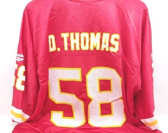 90s Vintage Derrick Thomas #58 Kansas City Chiefs Logo 7 Jersey T