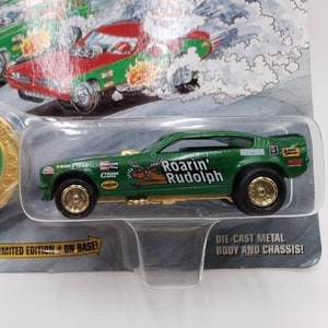 Johnny Lightning Roarin&#39; Rudolph Green Dragsters Holiday &#39;96 Perfect Birthday Gift Miniature Collectible Scale Toy Car