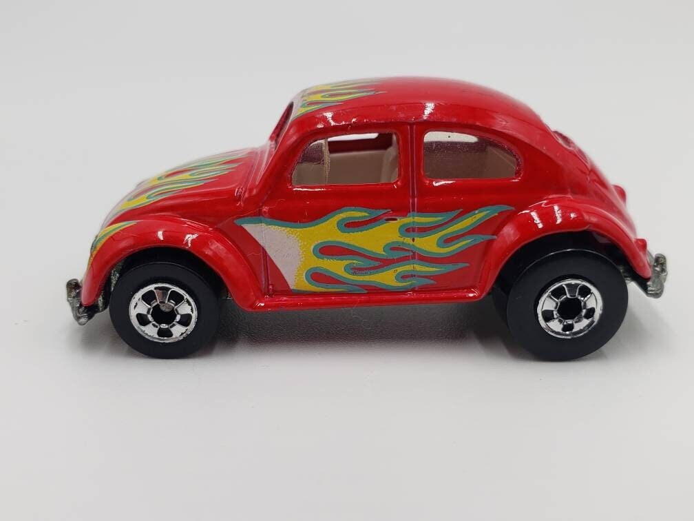 Hot Wheels VW Bug Enamel Cherry Red Blue Card Perfect