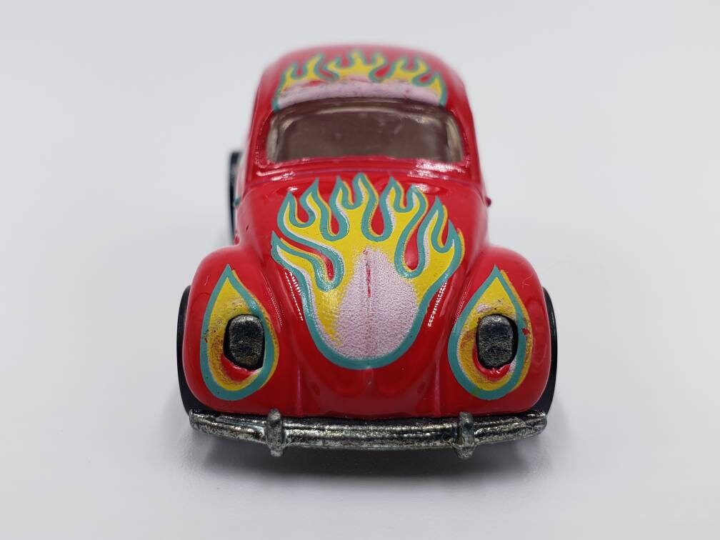 Hot Wheels VW Bug Enamel Cherry Red Blue Card Perfect