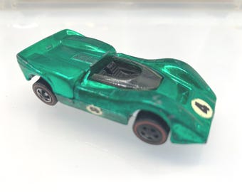 Hot Wheels Redline 1968 Mclaren M6A, Green, USA Base, Original