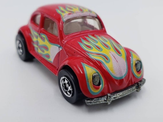 Hot Wheels VW Bug Enamel Cherry Red Blue Card Perfect