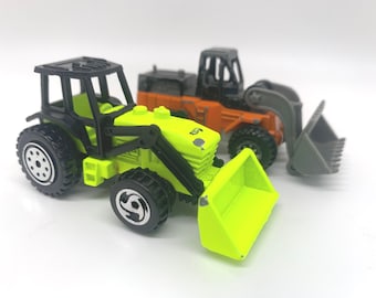 Coche de metal fundido a presión Hot Wheels CAT cargadora de ruedas y tractor vintage