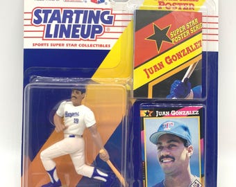 Vintage Juan Gonzalez Starting Lineup: 1992 Texas Rangers Action Figure, Card, Poster