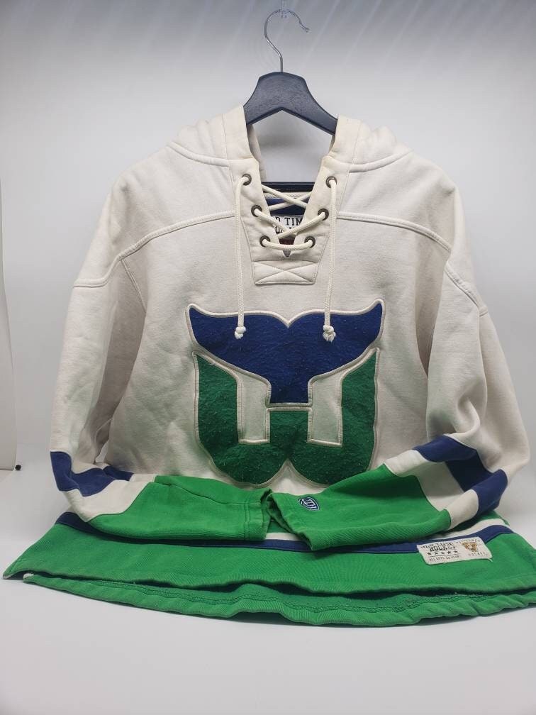 EWMDesign Hartford Whalers NHL Retro Hockey Hooded Sweatshirt- Old Time Hockey Hoody