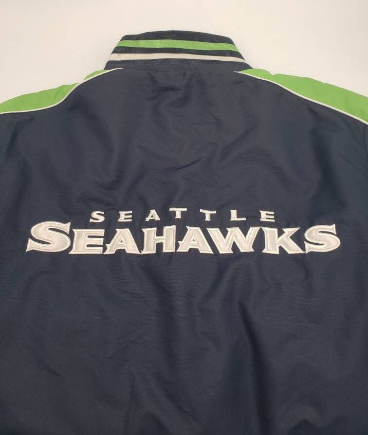 Seattle Seahawks Team Jacket Adult Size Large Blue Reversible Gray