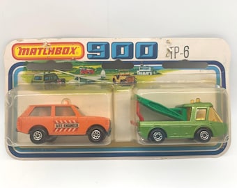Vintage Matchbox Car Set: Toe Joe Green & Police Patrol Orange TP-6