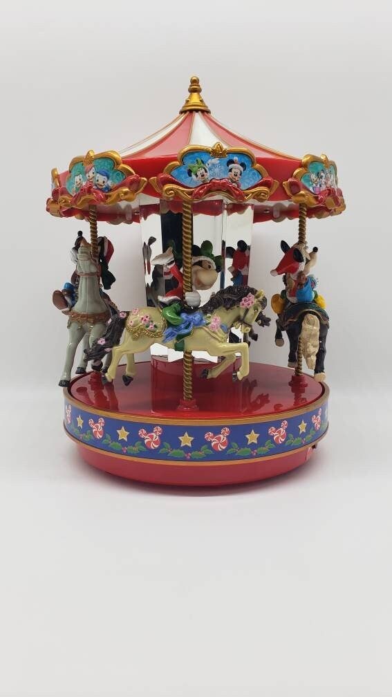 Mr Christmas Disney Merry Go Round Carousel Red Perfect Birthday