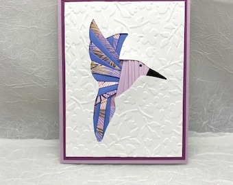 Humming Bird Iris Folding Card, Bird Lover, Exotic Bird, Wildlife Card, All Occasion Card, Nature Card, For Girlfriend, For Wife