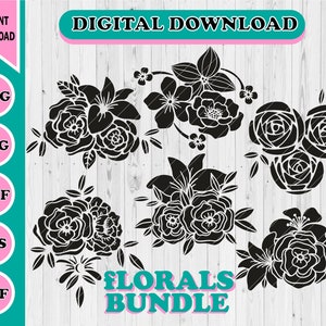 Pacote de Svg de flores | Pacote de Svg botânico | Svg floral | Svg de flores | Clipart botânico | Clipart de flores | Folhas e galhos florais svg