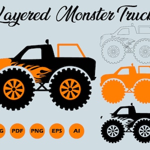 Monster Truck Svg, Svg Monster Truck, vinyle, fichiers Svg Monster Truck, Monster Truck Clipart Png, Dxf, fichier de coupe pour Cricut, Silhouette